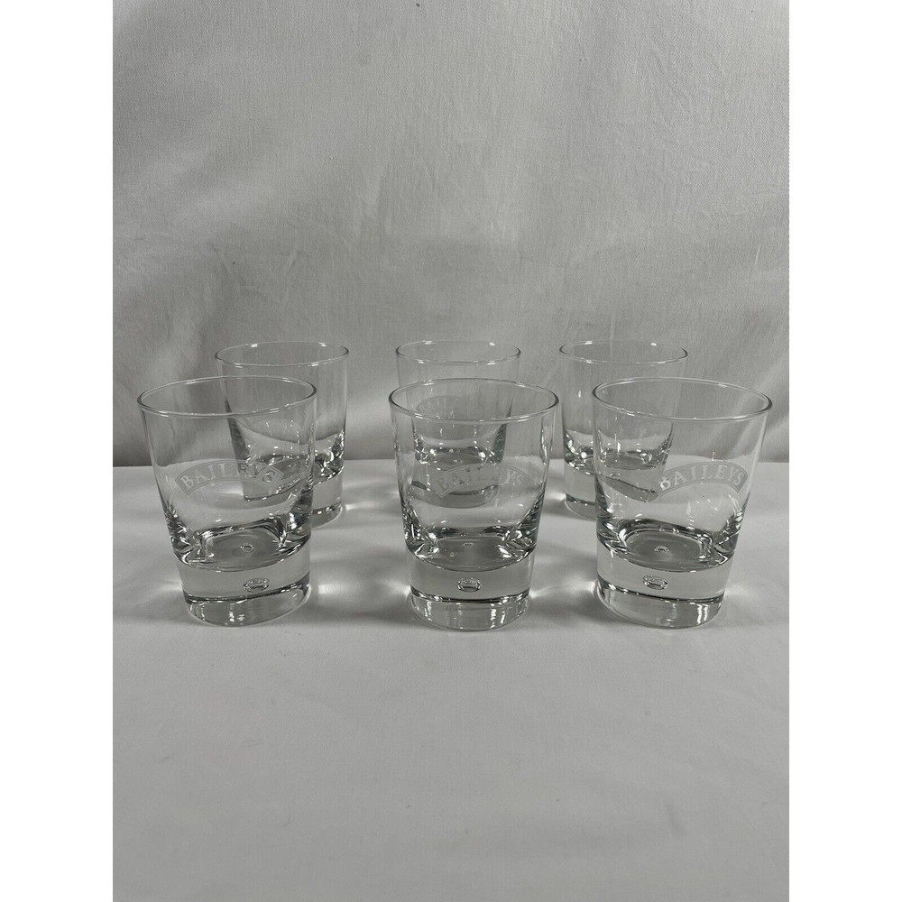 2 Baileys Irish Cream Etched Glass Bubble Base Logo Bar Rocks Cocktail #348